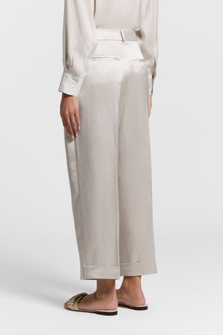 Viscose and linen satin trousers