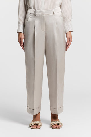 Viscose and linen satin trousers