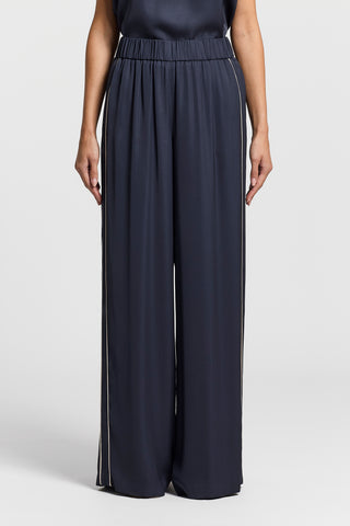 satin dress slacks Viscose satin trousers | Night blue