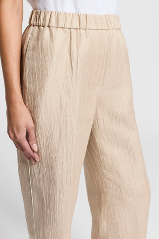 Wet-effect linen trousers