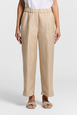 Wet-effect linen trousers