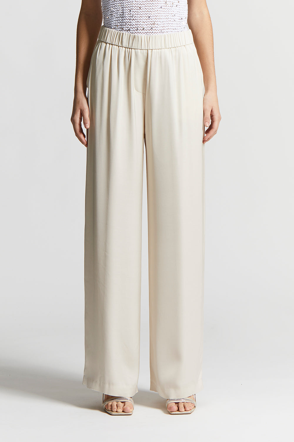 Herringbone trousers in yarn-dyed viscose and linen