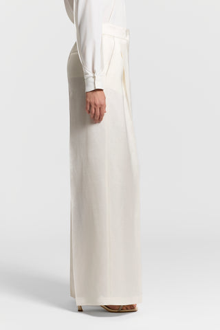 Viscose and linen satin trousers