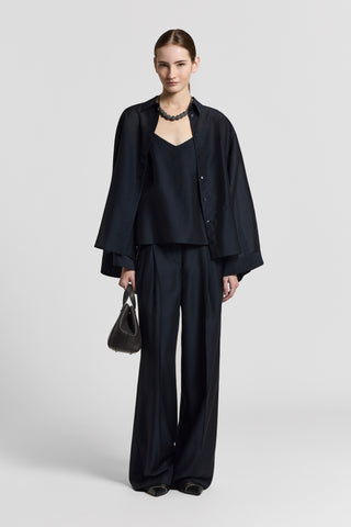 Palazzo trousers with double pleats