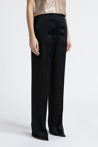 Straight satin trousers