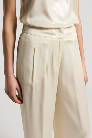 Laminated viscose trousers