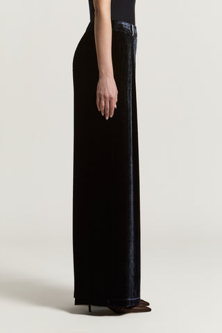 Viscose and silk velvet palazzo trousers