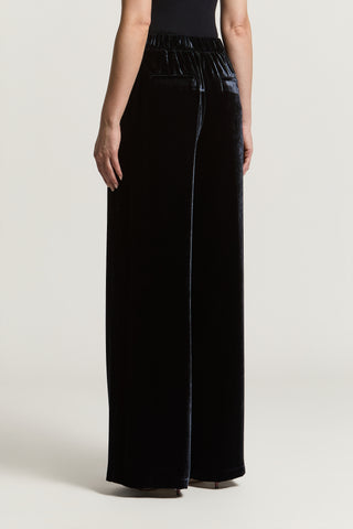 Viscose and silk velvet palazzo trousers