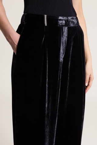 Viscose and silk velvet palazzo trousers