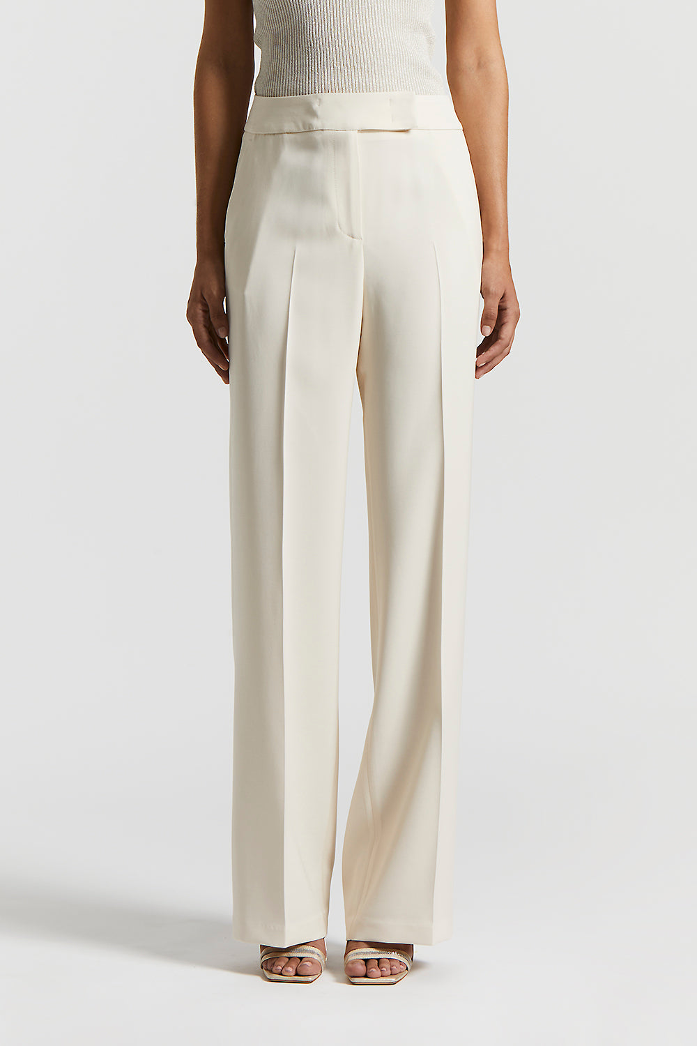 パンツ PESERICO Women Straight Pants P04572Z01972 002 WHITE Cigarette trousers in viscose-cotton fabric | Peserico US