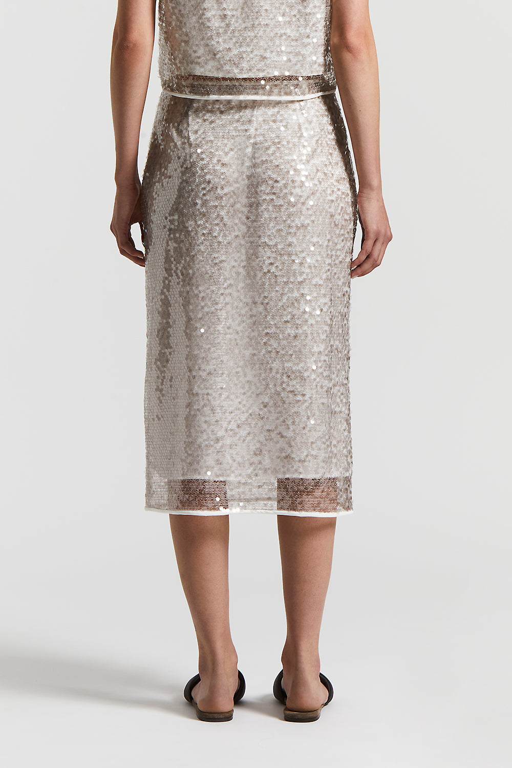 スカート Federica Tosi White Sequined Mesh Skirt Federica Tosi Sheer Mesh Skirt With All-over Sequin Design