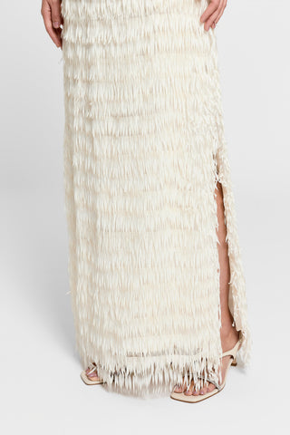 Organza skirt with crepe de chine fringes