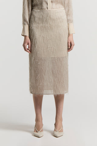 Straight-cut fil coupé jacquard skirt