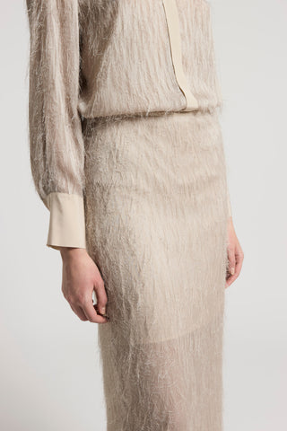 Straight-cut fil coupé jacquard skirt