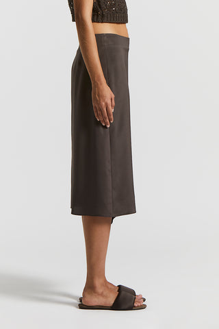 Crepe de chine midi skirt