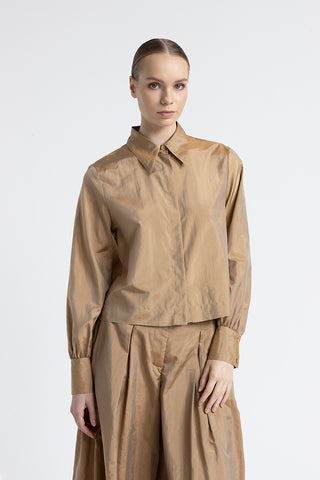 Light silk blend cropped shirt