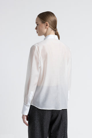 Cotton and silk shirt with tuxedo collar