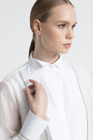 Cotton and silk shirt with tuxedo collar