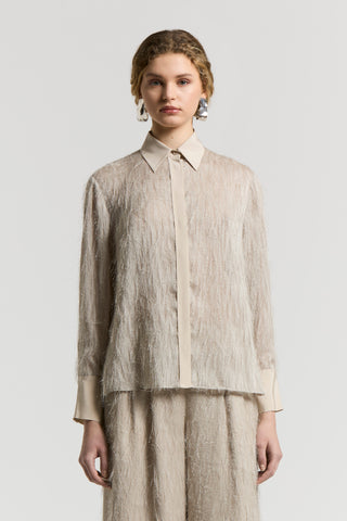 Silk shirt with sail collar