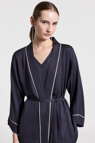 Viscose satin kimono | Night blue