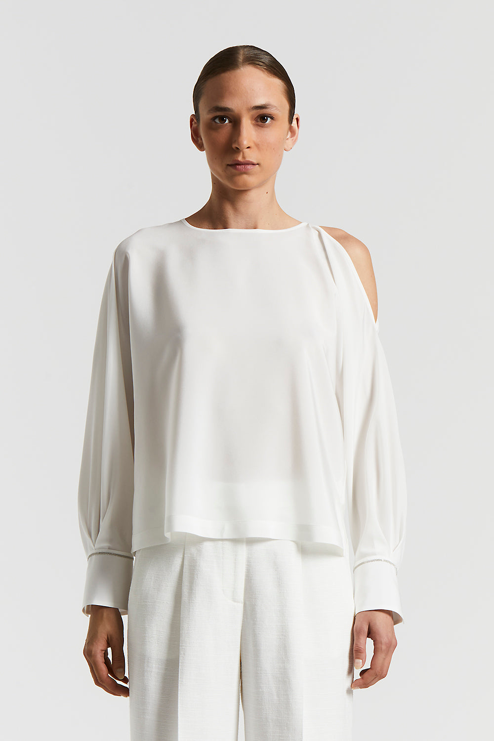 Silk satin shirt with Punto Luce | Peserico US