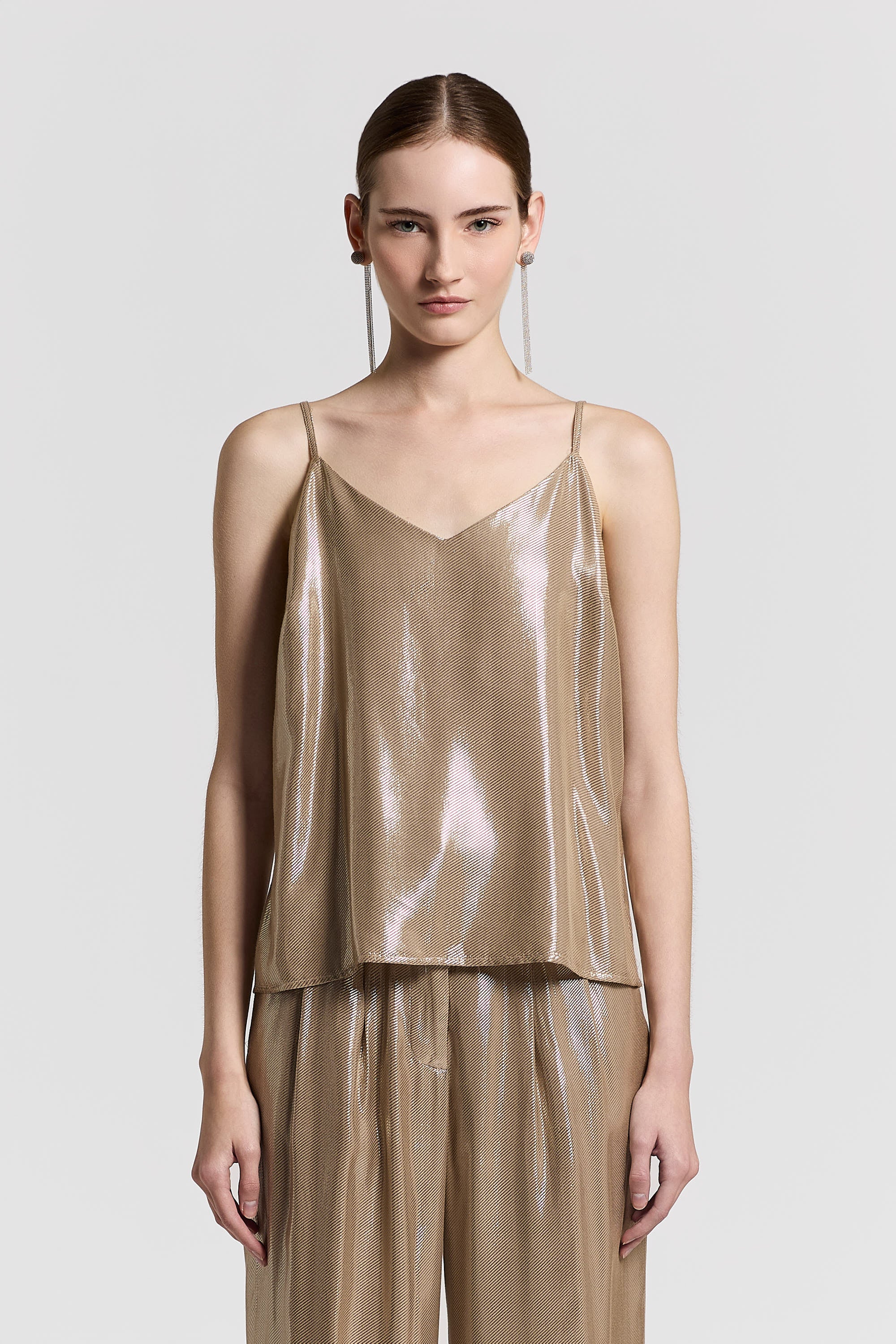 Viscose lamé twill top | Peserico US