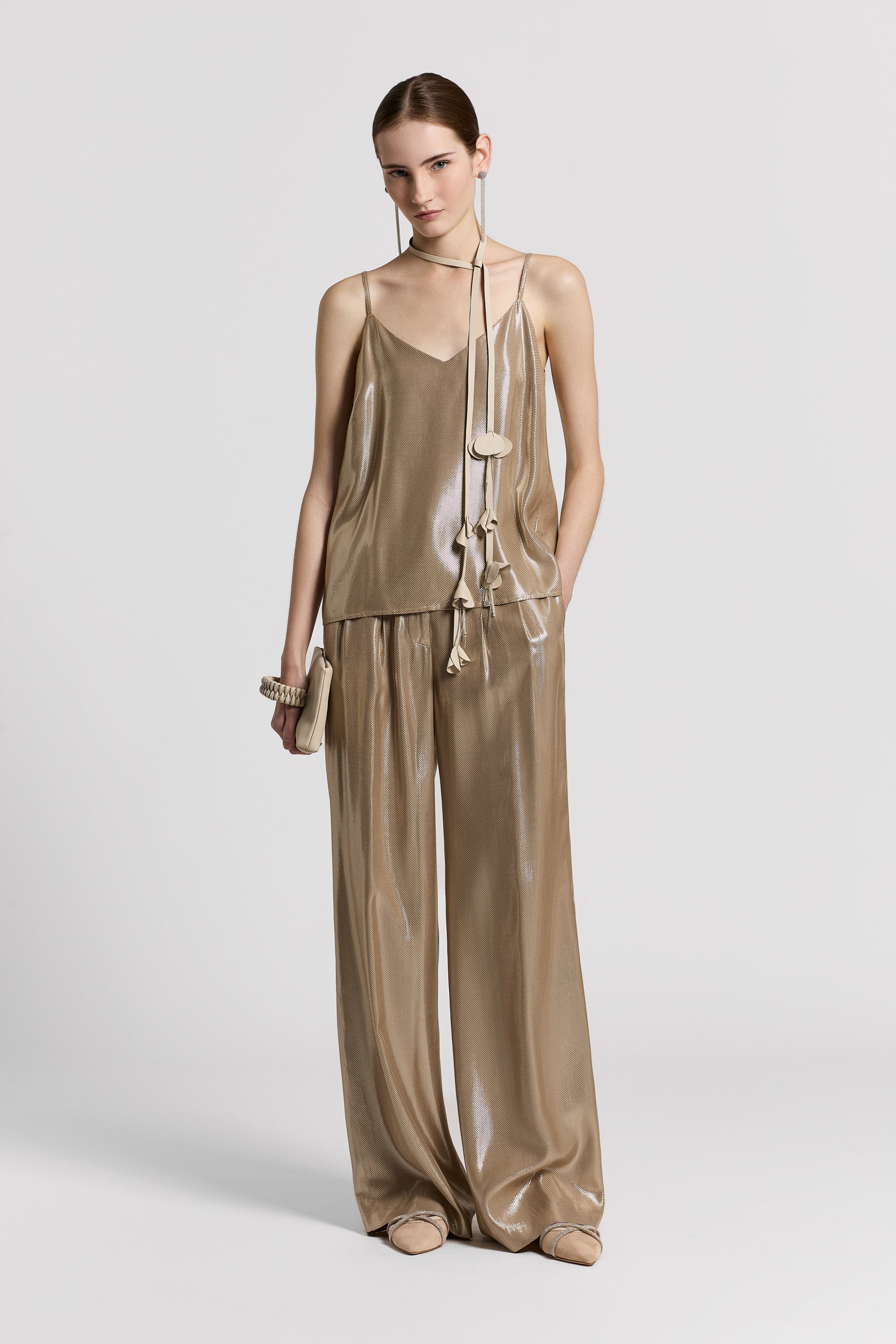 Viscose lamé twill top | Peserico US