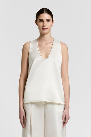 Viscose and linen satin top