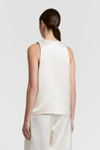 Viscose and linen satin top