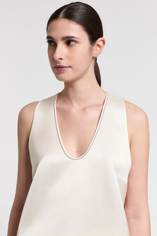 Viscose and linen satin top