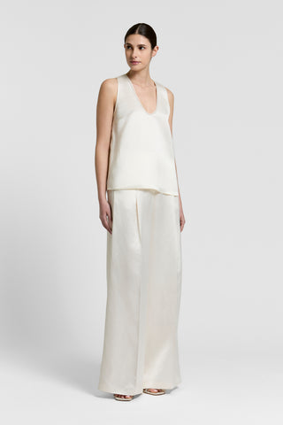 Viscose and linen satin top