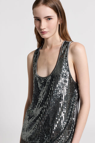 Satin and sequin top