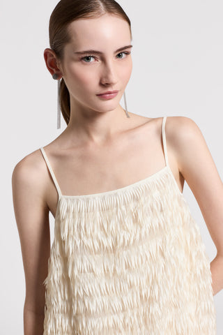Organza top with crepe de chine fringes