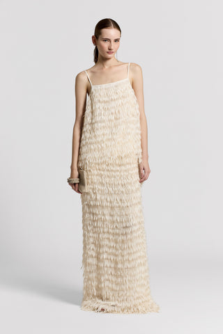 Organza top with crepe de chine fringes
