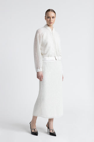 Wool, mohair and silk mesh long skirt