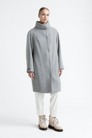 Wool and lurex coat with high collar