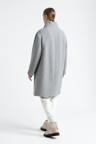 Wool and lurex coat with high collar