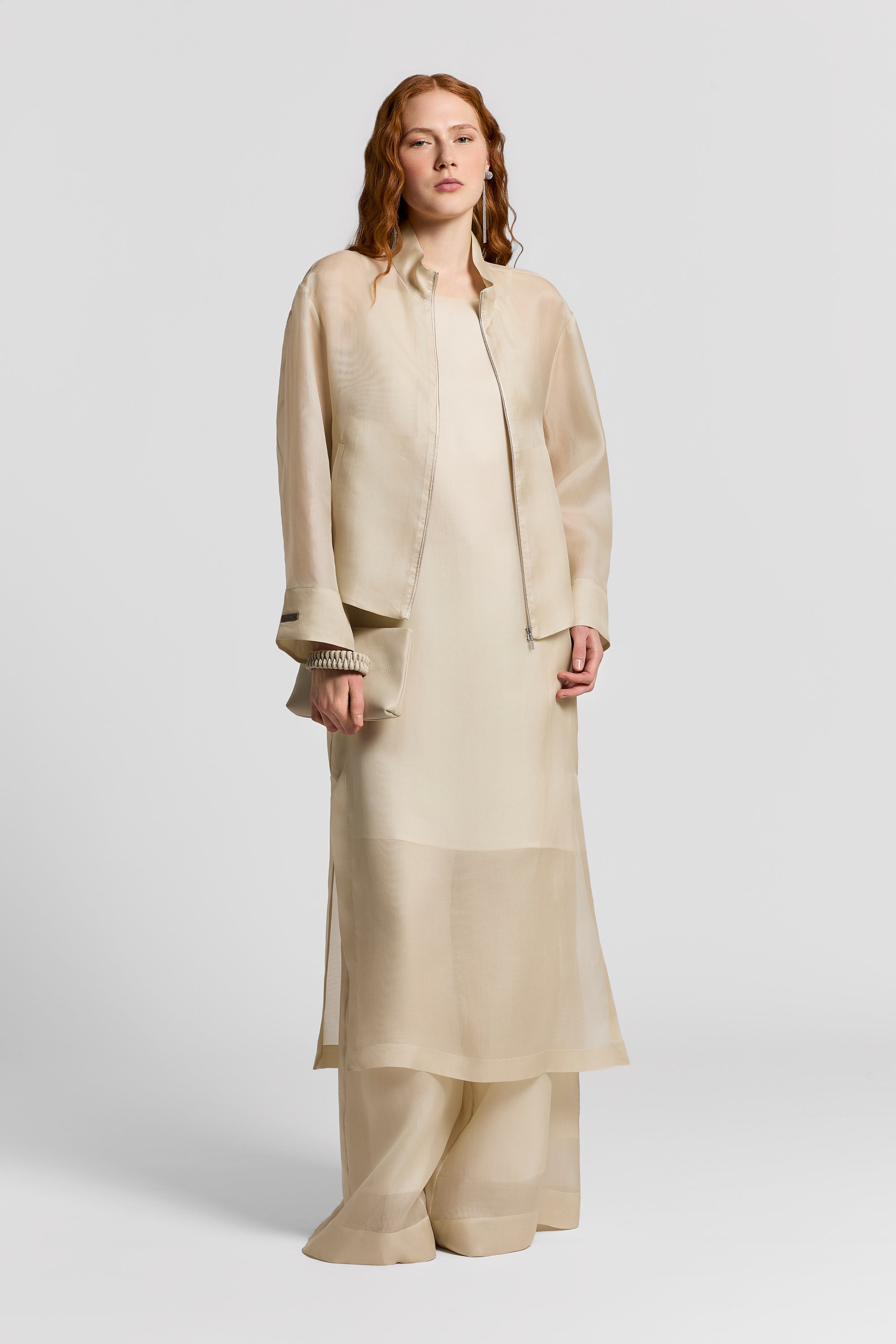 Linen drill and organza vest | Peserico US