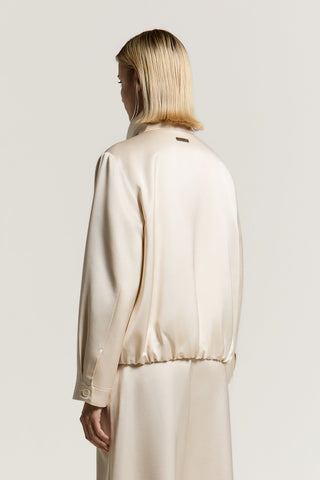 Viscose and wool satin bomber jacket