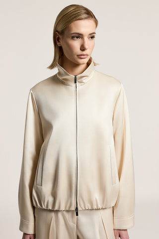 Viscose and wool satin bomber jacket