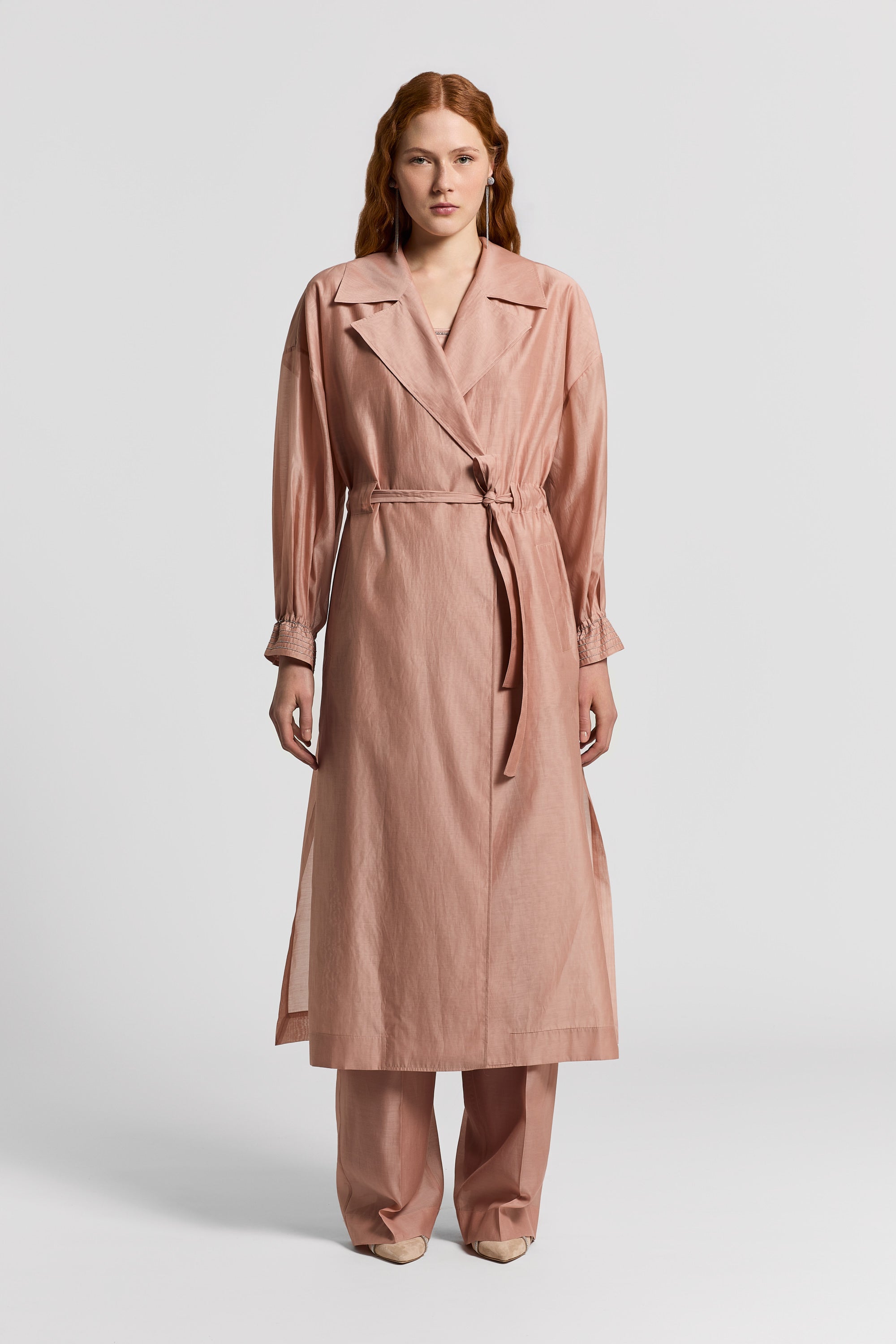 Trench coat in matte cotton and silk organza | Peserico US