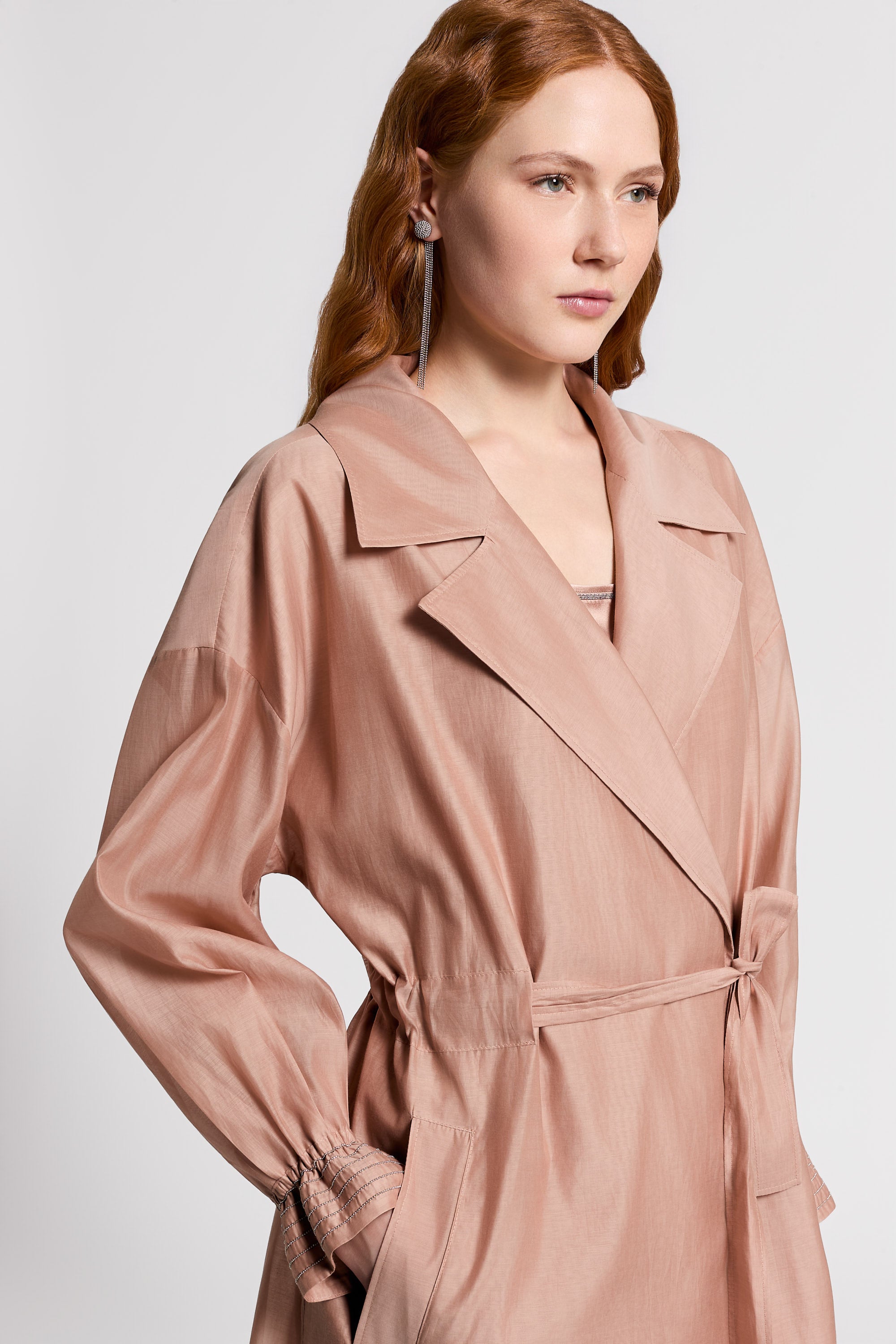 Trench coat in matte cotton and silk organza | Peserico US