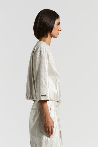 Metallic effect cotton linen jacket