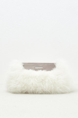 Real fur and real leather clutch bag