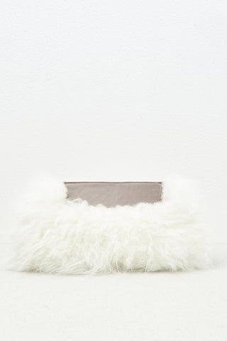 Real fur and real leather clutch bag