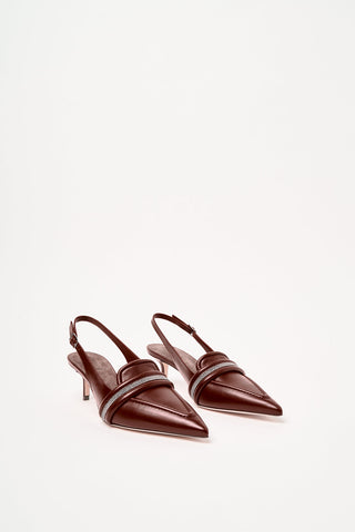 Genuine leather sling-backs