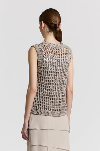 Cotton and sequin knitted top