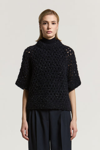 Bouclé wool, alpaca, and lurex sweater