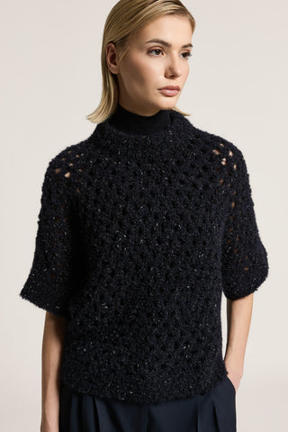 Bouclé wool, alpaca, and lurex sweater