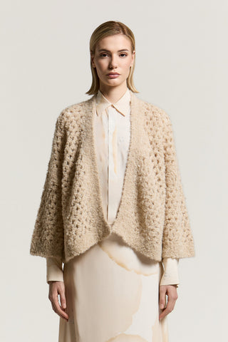 Cardigan in wool and alpaca bouclé yarn 1 / 3